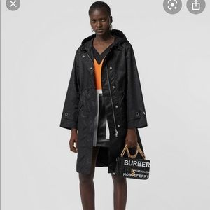 Burberry TB monogram black shell trench coat parka